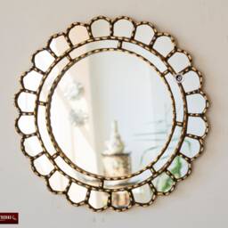 "Decorative Accent Gold Round Mirror For Wall 17.7In ""Cuscaja Gold" - thumbnail 2