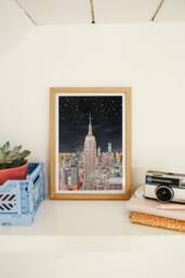 New York Skyline At Night, Art, Print, Poster, Travel Nyc Art - thumbnail 1