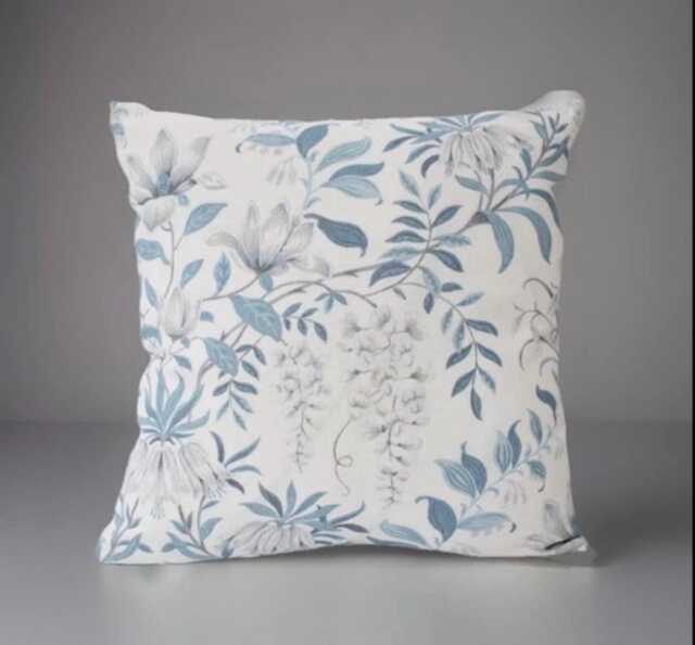 Handmade Cushion Cover in Laura Ashley Parterre Offwhite & Seaspray Blue, Floral Print, Various Sizes Available - image 1