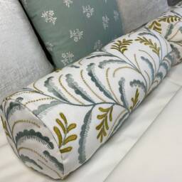 "Embroidered Leaf Trail Bolster Cushion 16"" X 6" - thumbnail 3