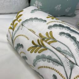"Embroidered Leaf Trail Bolster Cushion 16"" X 6" - thumbnail 2