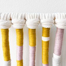 Boho Macrame Wall Art - Pastel Fringed Tapestry With Tassels Handcrafted Rope Hanging - thumbnail 2