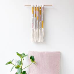 Boho Macrame Wall Art - Pastel Fringed Tapestry With Tassels Handcrafted Rope Hanging - thumbnail 3