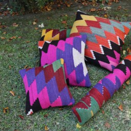 Turkish Kilim Pillow, 50x50 cm 20x20Inc , Unique, . The Reverse Is Cotton With A Hidden Zipper - thumbnail 2