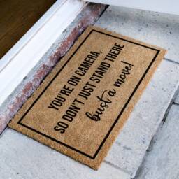 You're On Camera So Don't Just Stand There Bust A Move - Joke Welcome Mat Housewarming Decor Gift Funny Saying Rug Quote Doormat - thumbnail 2