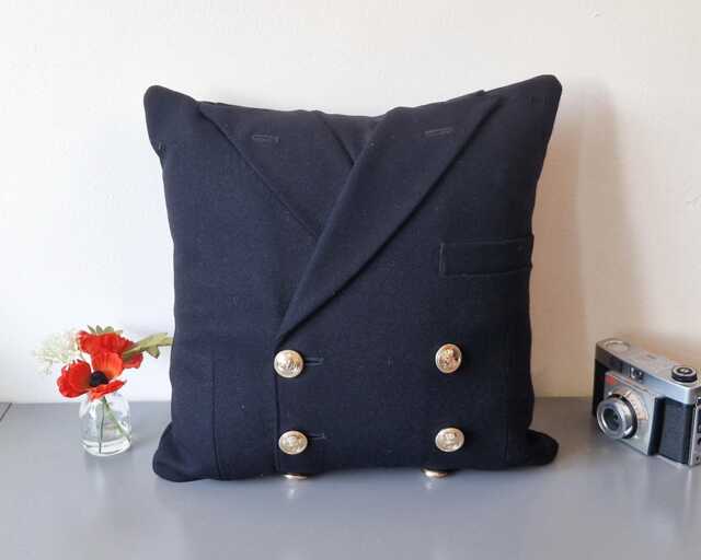 Upcycled Royal Navy Male No1 Service Dress Uniform Cushion - image 1