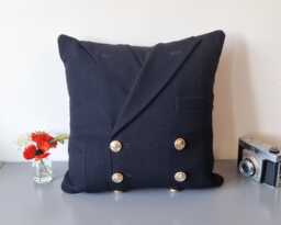 Upcycled Royal Navy Male No1 Service Dress Uniform Cushion - thumbnail 1