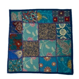Handmade Embroidered Patchwork Cotton Pillow Cover Indian Art. 40x40 cms, 16 Inches Square, Throw Pillows, Bohemian, Ethnic Art.toronto Canada - thumbnail 3