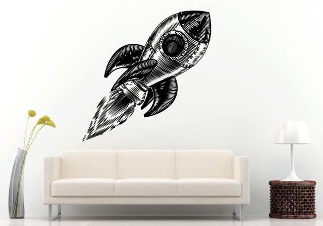 Star Space Craft Ship Spaceship Fighter Galaxy Rocket Satellite Nasa Shuttle Take Off Wall Decal Vinyl Sticker Mural Room Decor L1224 - image 1