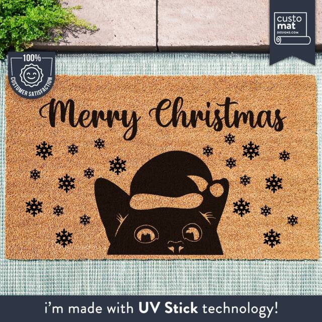 Christmas Black Cat Bombay Hello - Doormat New Home Gifts For Her Decor Welcome Mat - image 1
