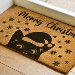 Christmas Black Cat Bombay Hello - Doormat New Home Gifts For Her Decor Welcome Mat - thumbnail 2