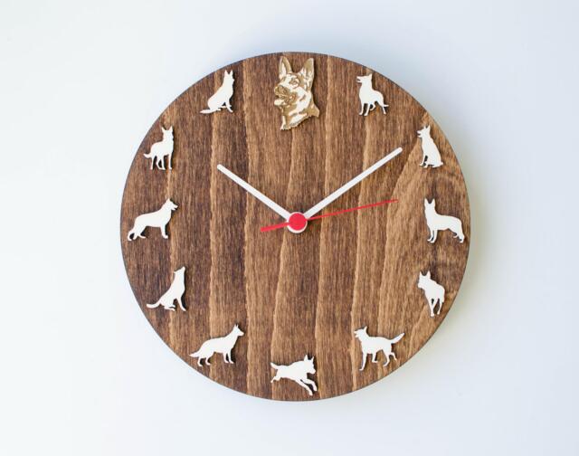 German Shepherd Portrait Clock - Handmade Wooden Dog Wall Decor - image 1