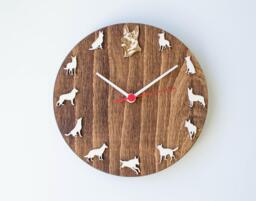 German Shepherd Portrait Clock - Handmade Wooden Dog Wall Decor - thumbnail 1