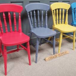 Country Farmhouse Spindle Back Kitchen Dining Chairs Solid Beech Painted in Farrow & Ball - thumbnail 2