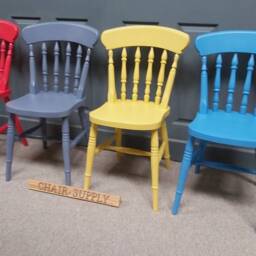 Country Farmhouse Spindle Back Kitchen Dining Chairs Solid Beech Painted in Farrow & Ball - thumbnail 3