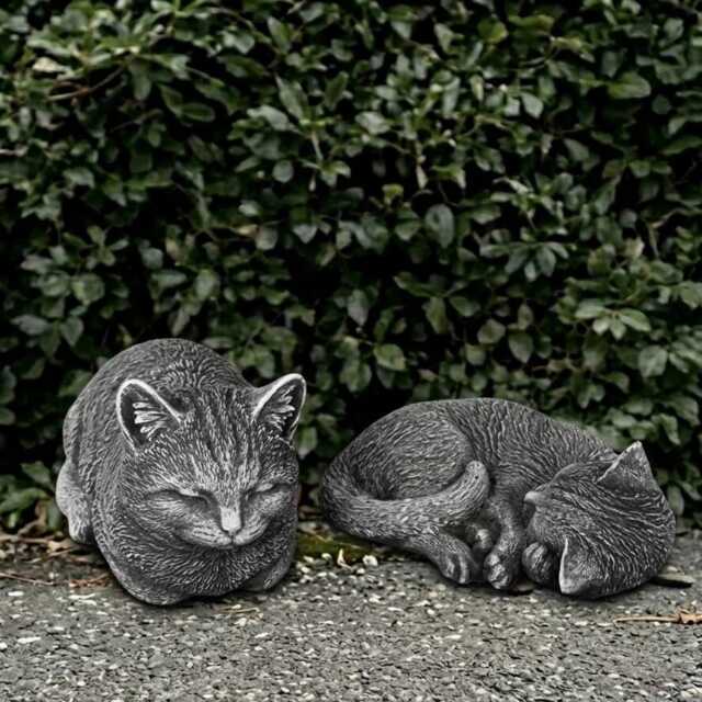 Couple Sleeping Cat Statue Concrete Sculpture Memorial Kitten Decoration Garden Ornament Cat Lover Gift Resting Kitty Figurine - image 1