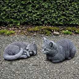Couple Sleeping Cat Statue Concrete Sculpture Memorial Kitten Decoration Garden Ornament Cat Lover Gift Resting Kitty Figurine - thumbnail 4