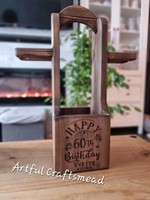 Personalized Wine Bottle & Glass Holder, Gift For All Birthday Occasion, Custom With Name - image 1