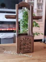 Personalized Wine Bottle & Glass Holder, Gift For All Birthday Occasion, Custom With Name