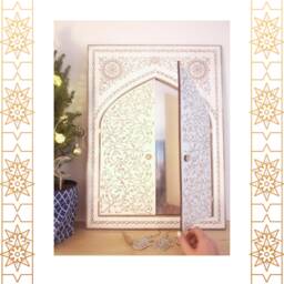 "Mirror ""Istanbul"" With Wooden Doors & Frame - Engraved, 32cm X 24 cm/12, 60"" 9.45" - thumbnail 1