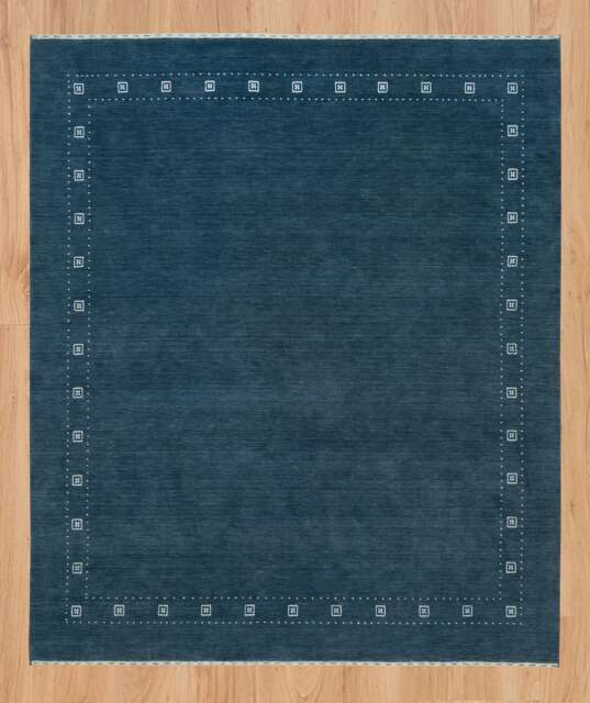 Blue Gabbeh Wool Rug, Minimalist Ivory Border, Handmade Carpet The Noir - image 1