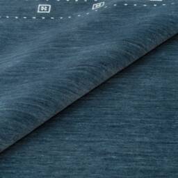 Blue Gabbeh Wool Rug, Minimalist Ivory Border, Handmade Carpet The Noir - thumbnail 2