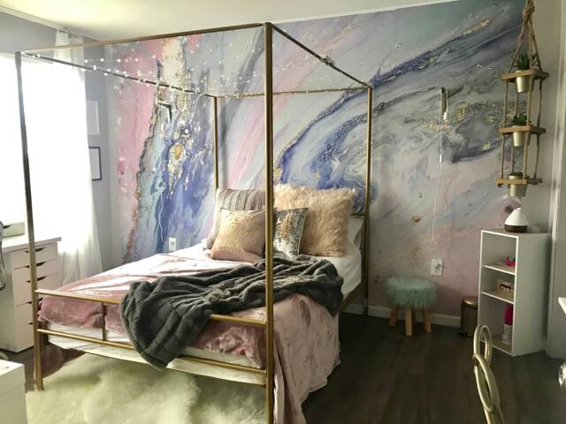 Baby Pink Silver Navy Blue Luxury Waves Marble Wallpaper Wall Sticker Decor Ceiling Mural Self Adhesive Exclusive Design Photowallpaper - image 1