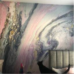 Baby Pink Silver Navy Blue Luxury Waves Marble Wallpaper Wall Sticker Decor Ceiling Mural Self Adhesive Exclusive Design Photowallpaper - thumbnail 2