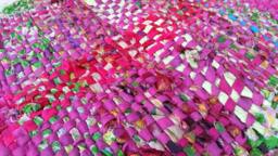 Hand Woven Throw, Accent Piece, Lap Blanket Or Table Runner - Rainbow Recycled Sari Silk Ribbon, Continuous Weave, Fair Trade, One Of A Kind - thumbnail 4