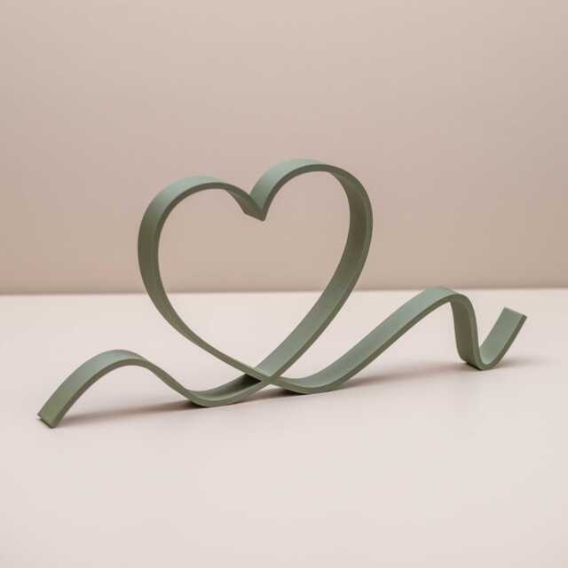 Olive Green Heart Line Art Home Decor, Shelf Ornament, Accessories - image 1