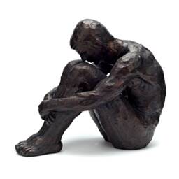 Antique Bronze Effect Sitting Man - thumbnail 4
