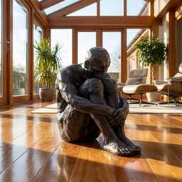Antique Bronze Effect Sitting Man - thumbnail 3