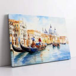 Venice Italy Gondola Boat River Landmark Oil Painting Watercolor Wall Art Framed Calming Canvas Poster Print Home/Office Room Decor Gifts - thumbnail 2