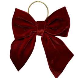 Luxury Burgundy Velvet Tie On Christmas Tree Bows 3.5 - thumbnail 2