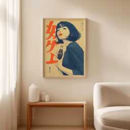 Mid-Century Soda Girl Poster, Japanese Retro Pop Art Print - thumbnail 3