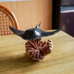 Wooden Manta Ray 3 Inch/7 cm, Table Decor, Statue, Nature Sculpture, Living Room, Home Room Gift For Her - thumbnail 3