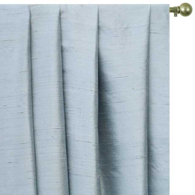 Ice Blue 100% Pure Silk Dupioni Curtain Panels - Rod Pocket, Grommet, Box Pleat, Three Pinch Tab Top & Plain Ring Top - image 1