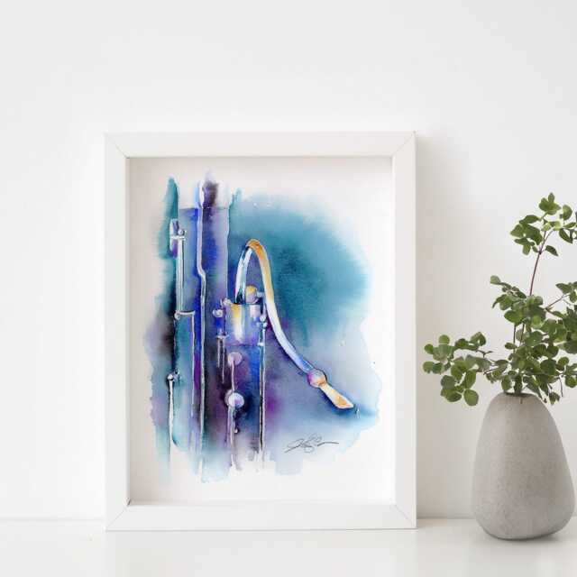 Bassoon in Blueberry Watercolor Art - image 1