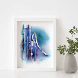 Bassoon in Blueberry Watercolor Art - thumbnail 1