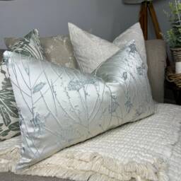 "Decorative Cushion Cover, Fern Leaf Pillow Cover , Beige Ivory , 12"" X 20" - thumbnail 1