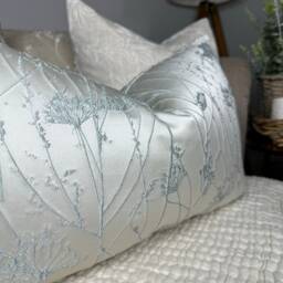 "Decorative Cushion Cover, Fern Leaf Pillow Cover , Beige Ivory , 12"" X 20" - thumbnail 4