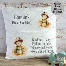 Personalised Cushion, Pocket Child Pillow, Book Holder, Pillow For Child, Fire Station Truck Engine - thumbnail 3