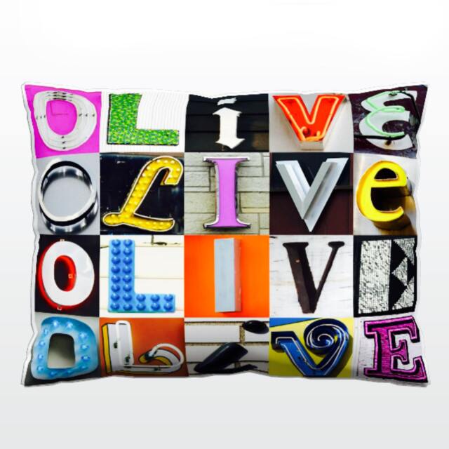 Personalized Pillow Featuring Olive in Photos Of Sign Letters Custom Couch Cushions Colorful Pillows Photo Pillow Sofa Pillows
