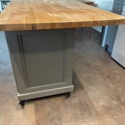The Yeovil Bespoke Custom Made To Order Oak Top Kitchen Island With Breakfast Bar Overhang - thumbnail 2