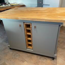 The Yeovil Bespoke Custom Made To Order Oak Top Kitchen Island With Breakfast Bar Overhang - thumbnail 3