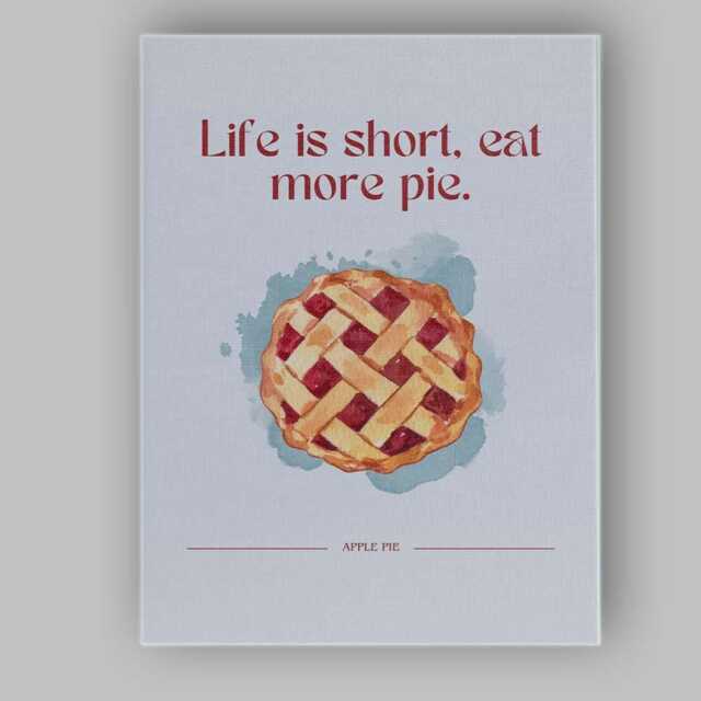 Watercolour Apple Pie Kitchen Quote Poster Canvas Wall Art Print Decor Picture Ready To Hang - image 1