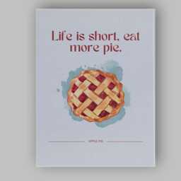 Watercolour Apple Pie Kitchen Quote Poster Canvas Wall Art Print Decor Picture Ready To Hang - thumbnail 1