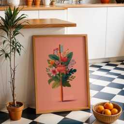Dental Wall Art Print - Floral Toothbrush Illustration Modern Dentist Office D??cor Colourful Medical - thumbnail 2