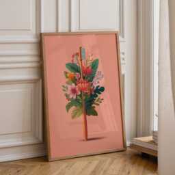 Dental Wall Art Print - Floral Toothbrush Illustration Modern Dentist Office D??cor Colourful Medical - thumbnail 1