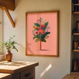 Dental Wall Art Print - Floral Toothbrush Illustration Modern Dentist Office D??cor Colourful Medical - thumbnail 3